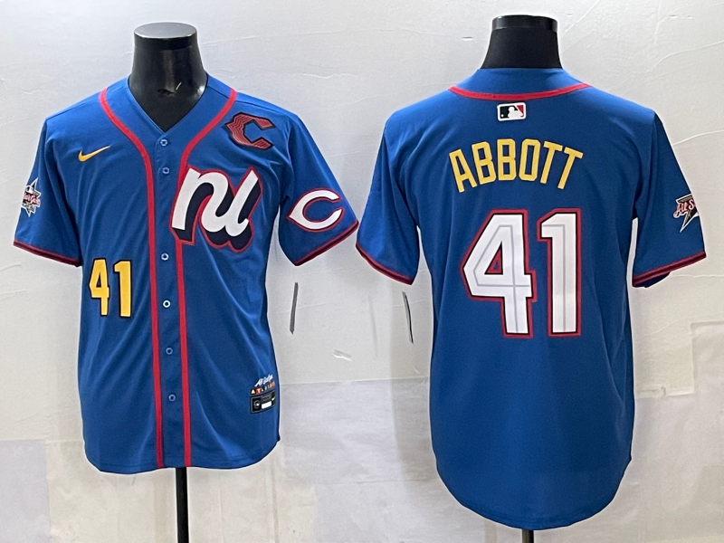 Men 2025 Cincinnati Reds #41 Abbott blue Nike MLB All Star jersey style 